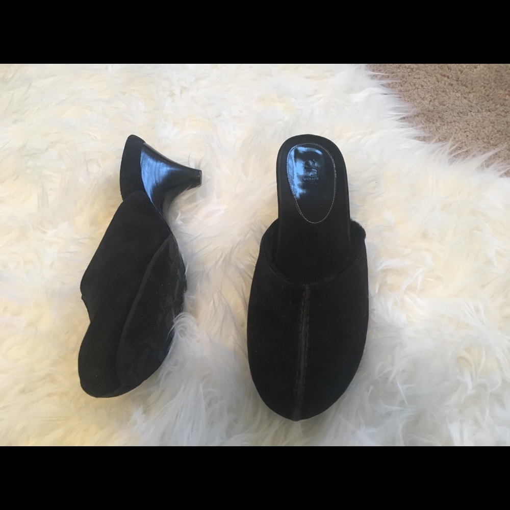Suede and shearling mules